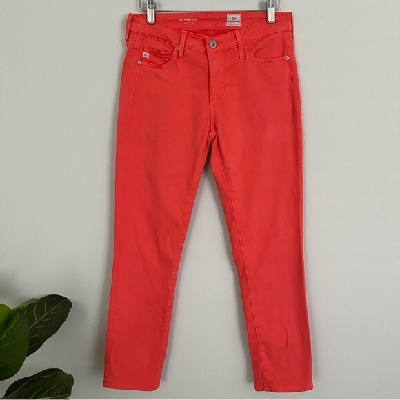 AG Adriano GoldSchmied The Prima Crop Cigarette Crop in Coral/Orange, Size 25 - Picture 4 of 14